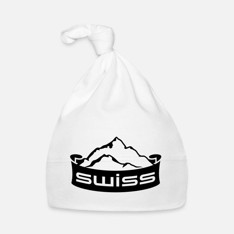 Swiss Mountain Banner Logo - Bonnet bio Bébé - blanc