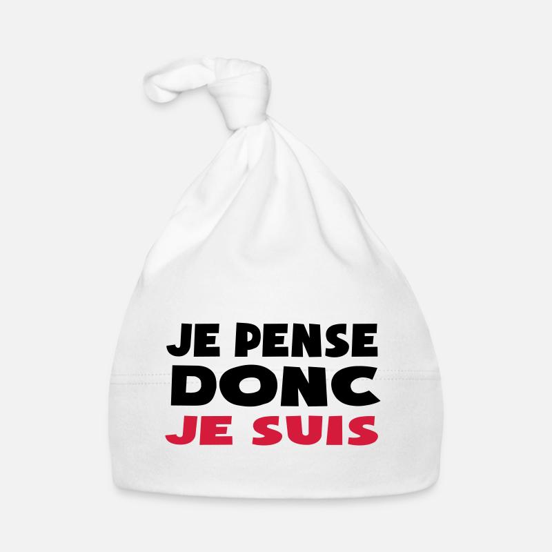 je pense donc je suis doute philosophique - Bonnet bio Bébé - blanc