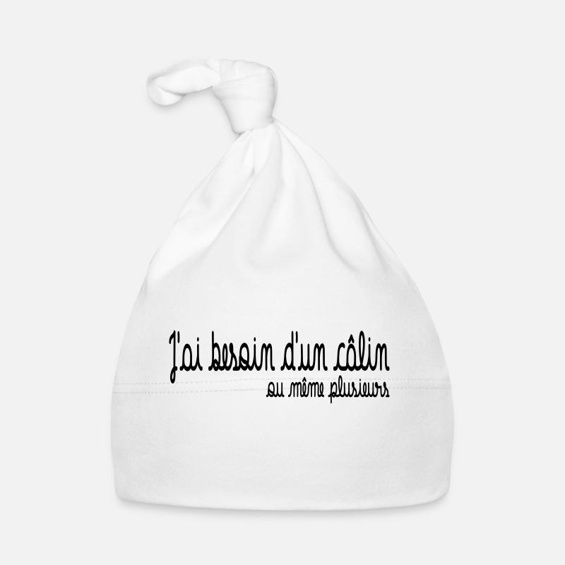 Besoin d'un calin - Bonnet bio Bébé - blanc