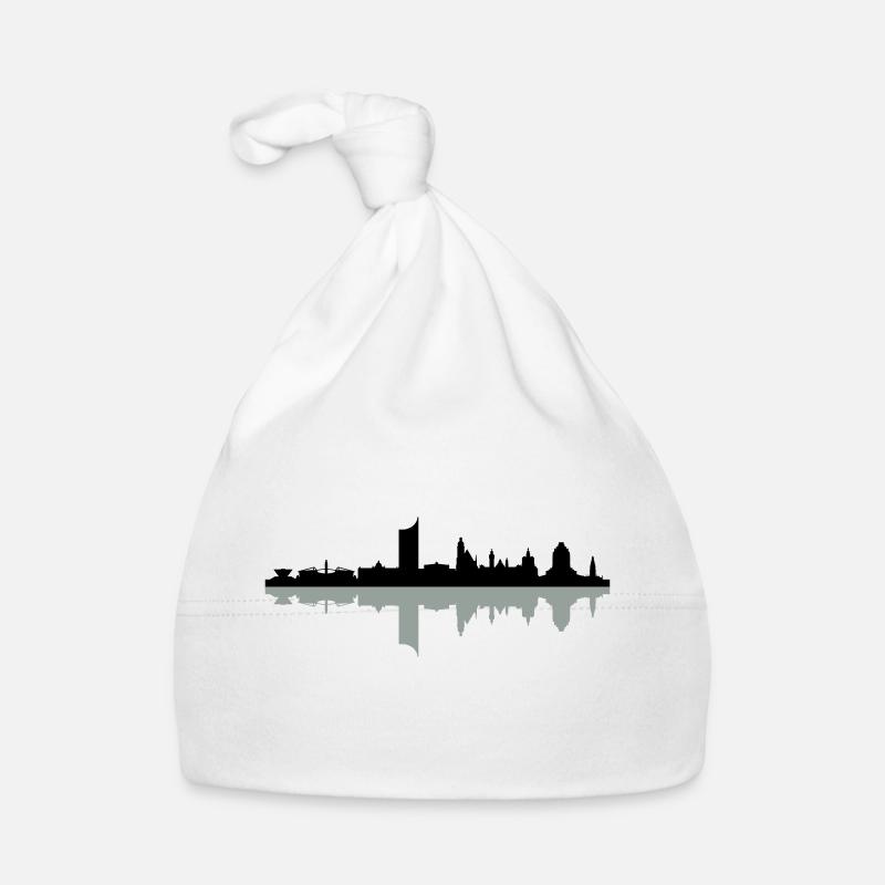 Skyline Leipzig Schatten - Baby Bio-Mütze - Weiß
