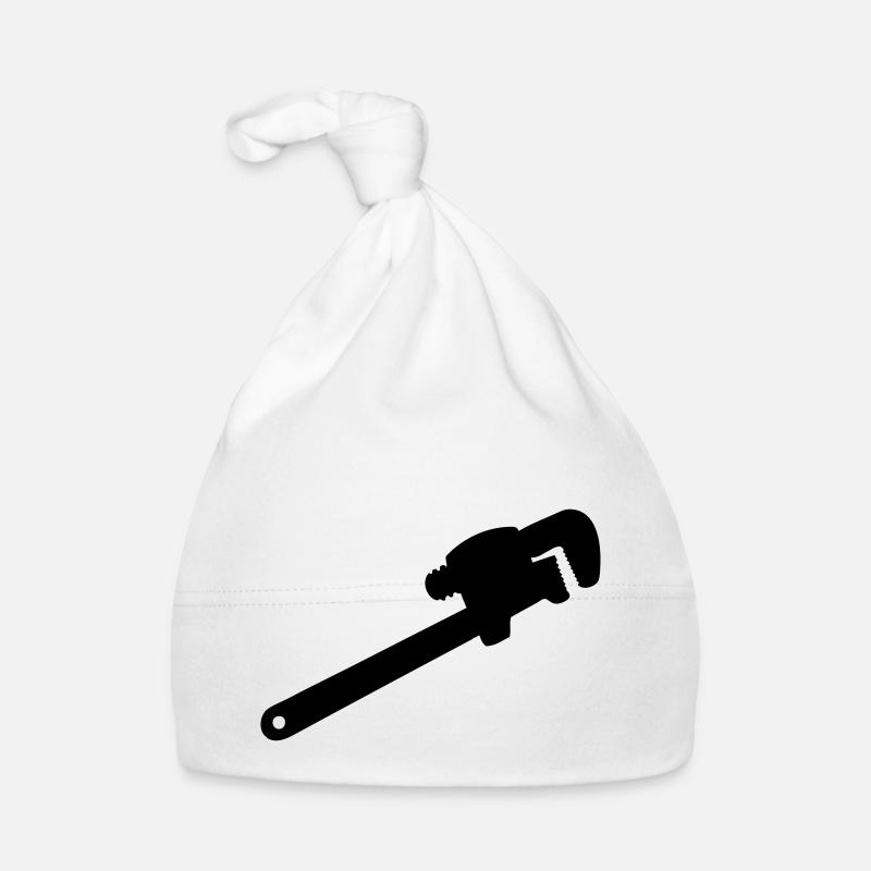 clé à molette outil de mécanicien , plombier - Bonnet bio Bébé - blanc