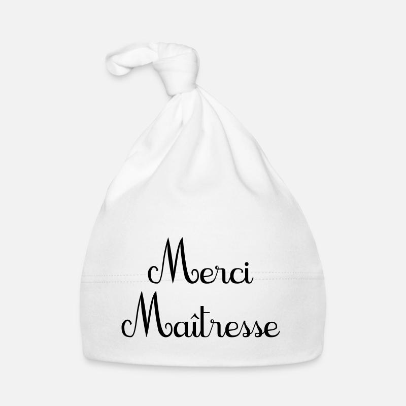 merci maîtresse cadeau de fin d'année école - Bonnet bio Bébé - blanc