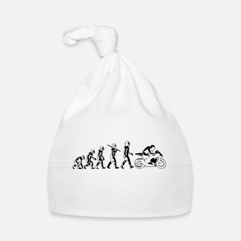 motorcycle evolution flat white print Organic Baby Cap