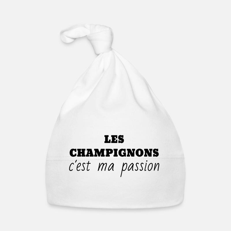 Chasse aux champignons / Champignon / Cueillette - Bonnet bio Bébé - blanc