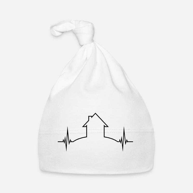 house ECG pulse heart rate frequency home outline Organic Baby Cap