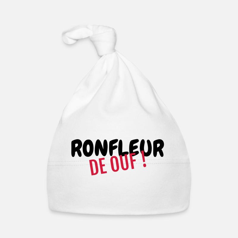 Ronfler / Ronfleur / Ronfleuse / Ronflement - Bonnet bio Bébé - blanc