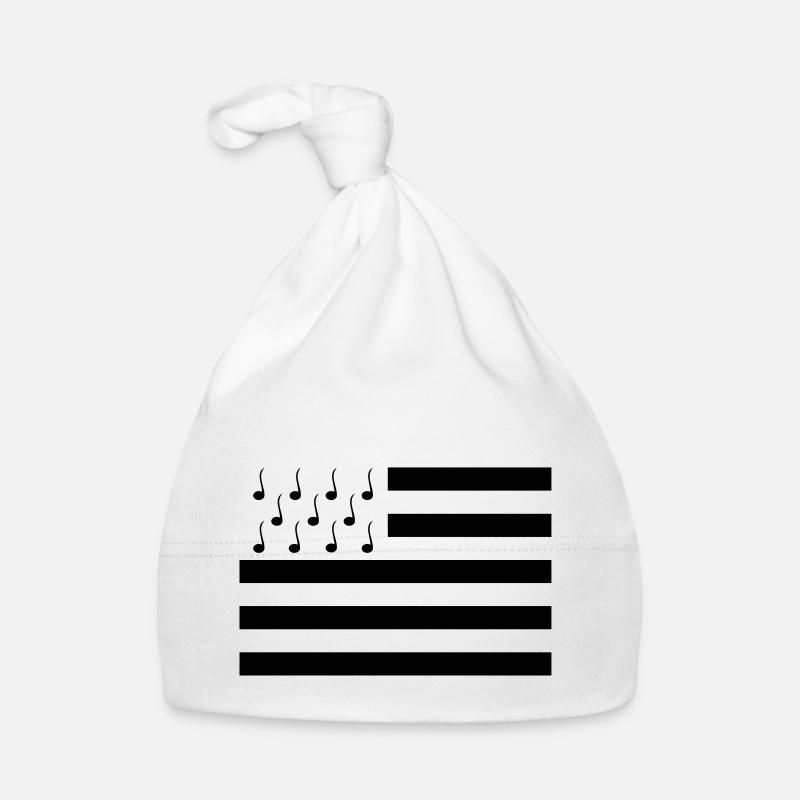 Drapeau Bretagne musique - Bonnet bio Bébé - blanc
