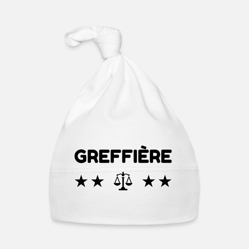 greffier / greffe / tribunal / justice / juge - Bonnet bio Bébé - blanc