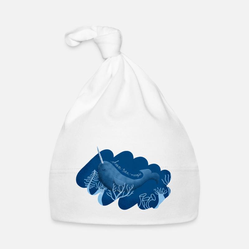narval magique des mers profondes - Bonnet bio Bébé - blanc