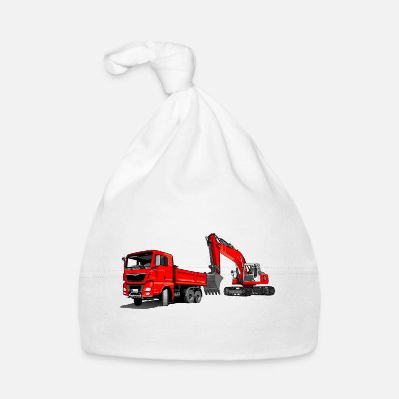 Baustelle mit Bagger und Kipplaster Baby Bio-Mütze