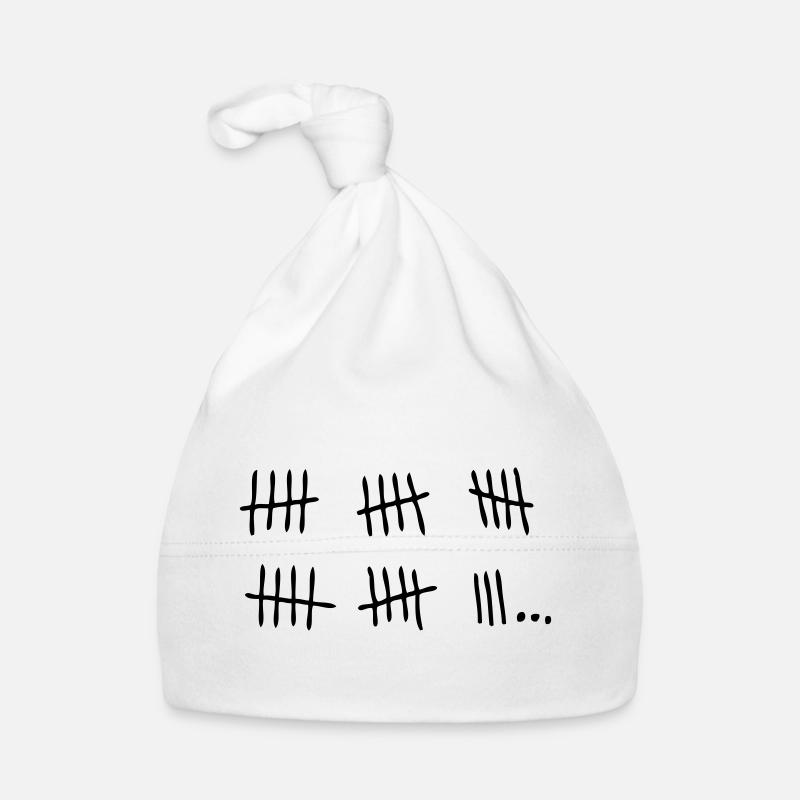 batonnet barre prison jour passe - Bonnet bio Bébé - blanc