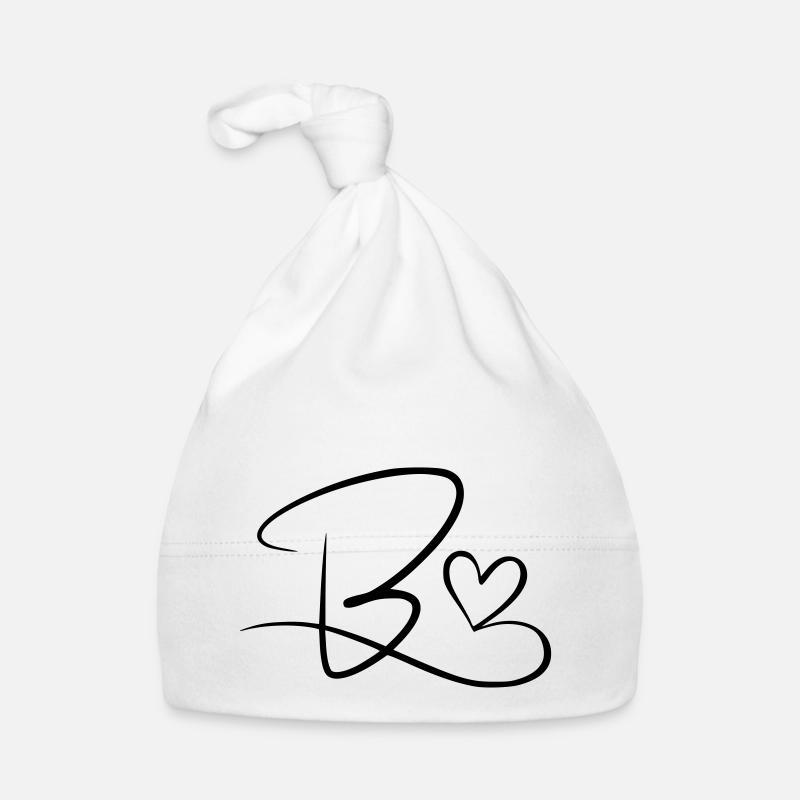 Letter B Initial letter Name Calligraphy Heart Organic Baby Cap