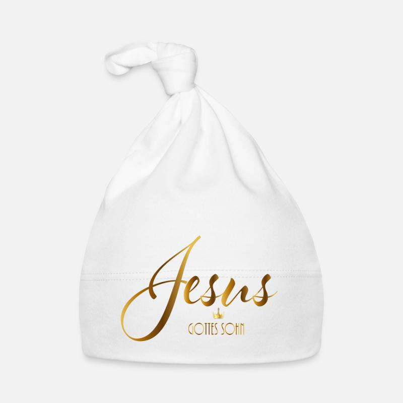 Jésus fils de Dieu avec couronne - Bonnet bio Bébé - blanc