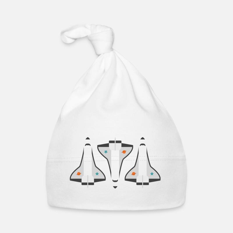 Three Space Shuttles - Organic Baby Cap - white