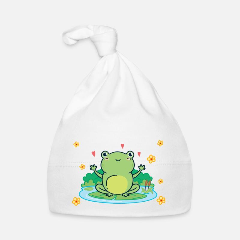 grenouille - Bonnet bio Bébé - blanc