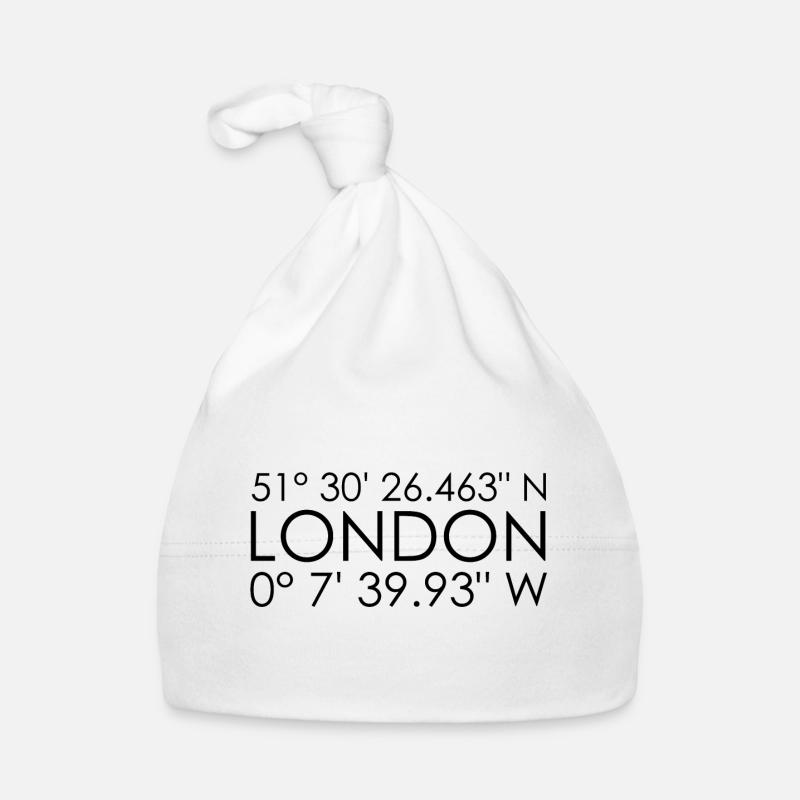 London coordinates - Organic Baby Cap - white