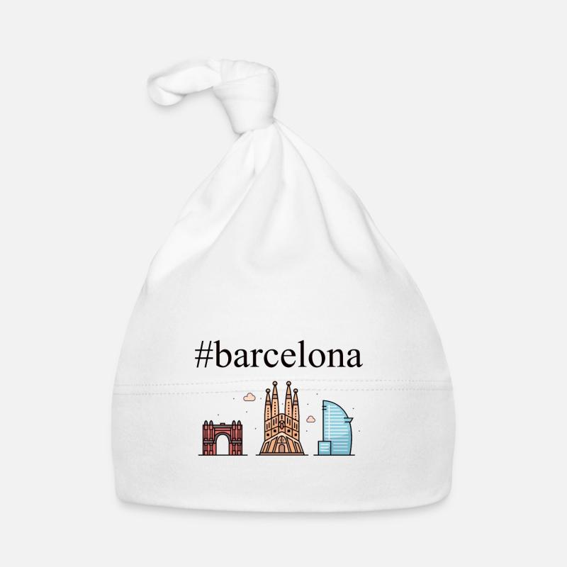 #Barcelone, capitale de la Catalogne - Bonnet bio Bébé - blanc
