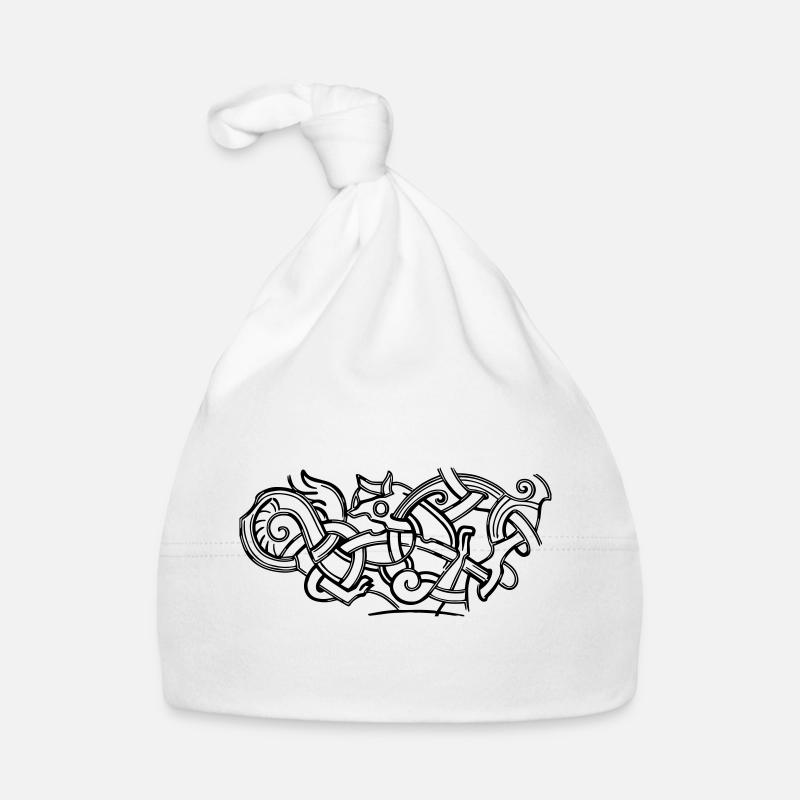 ancient celtic symbol drawing printdesign - Baby Bio-Mütze - Weiß
