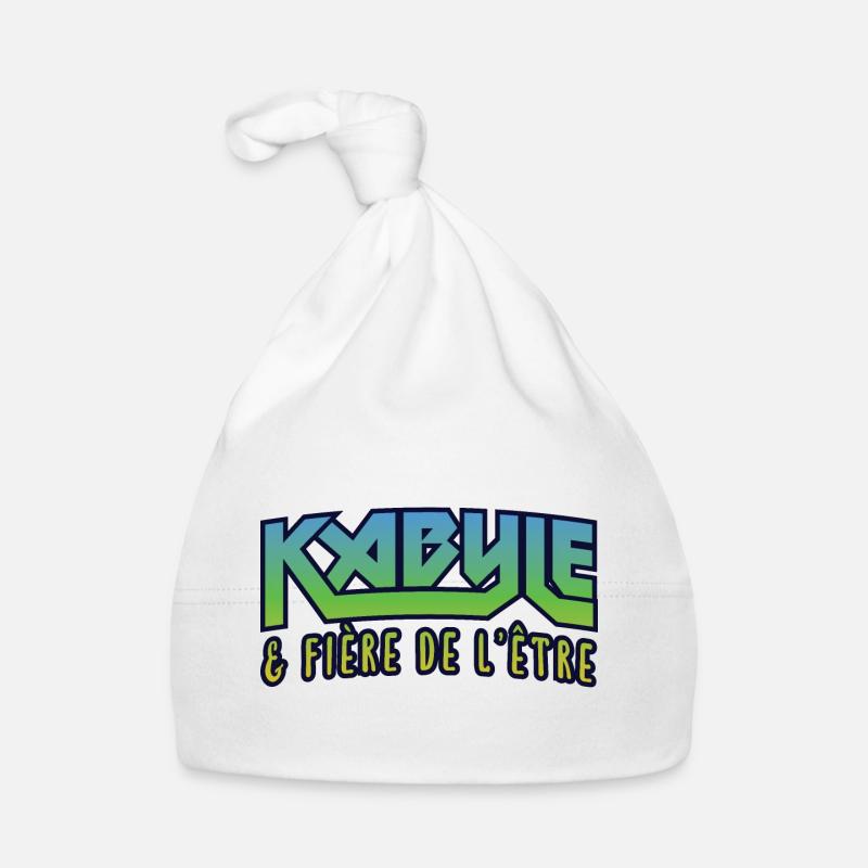 Kabyle et Fière d'être - Bonnet bio Bébé - blanc