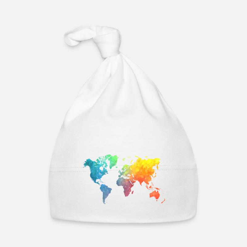 couleurs des cartes du monde - Bonnet bio Bébé - blanc
