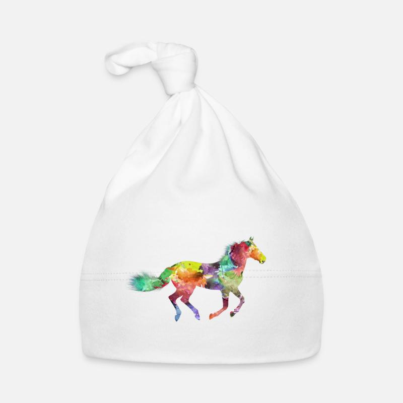 Regenbogen Pferd Design als Geschenkidee - Baby Bio-Mütze - Weiß