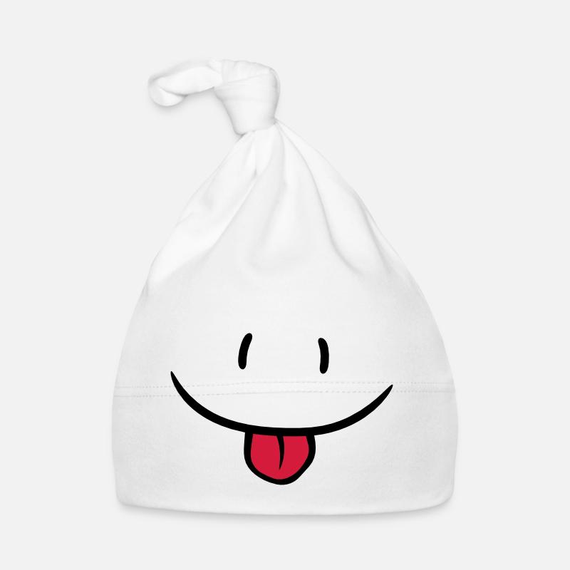 Cheeky comic face - Organic Baby Cap - white