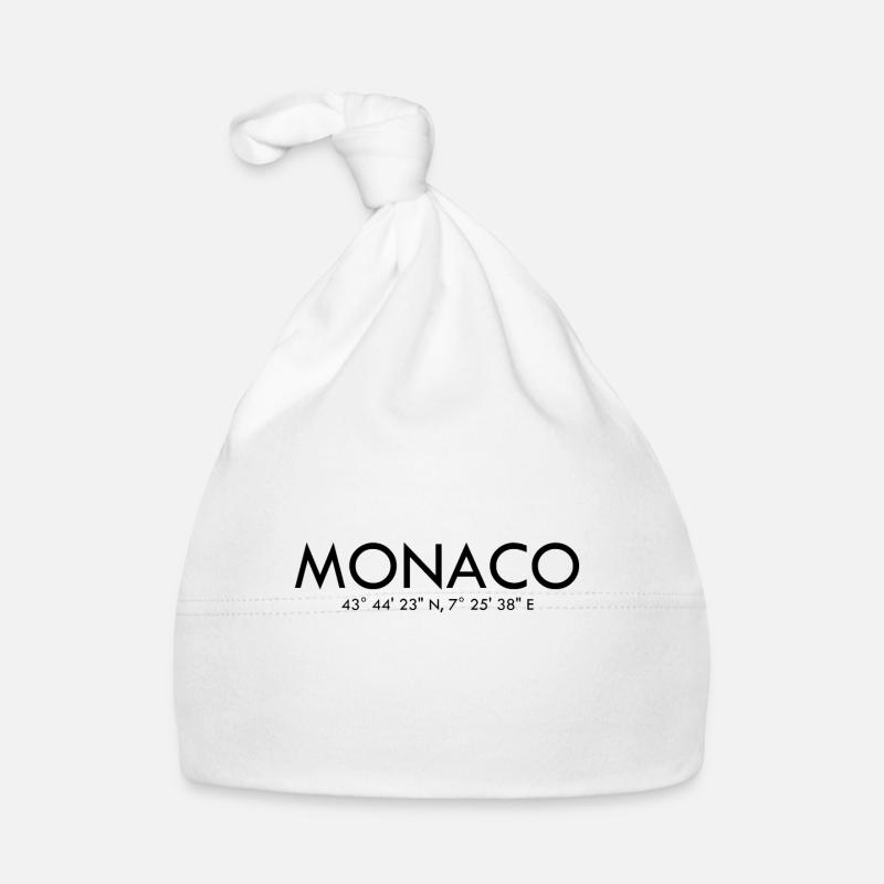 Monaco - Coordonnées - Latitude - Longitude - Bonnet bio Bébé - blanc