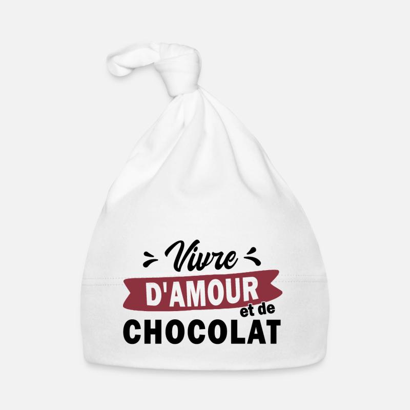 vivre d'amour et de chocolat - Bonnet bio Bébé - blanc