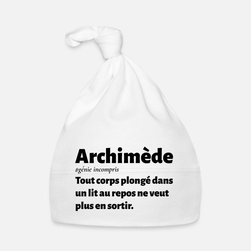 Définition Archimède Humour Sciences Génie Cool - Bonnet bio Bébé - blanc