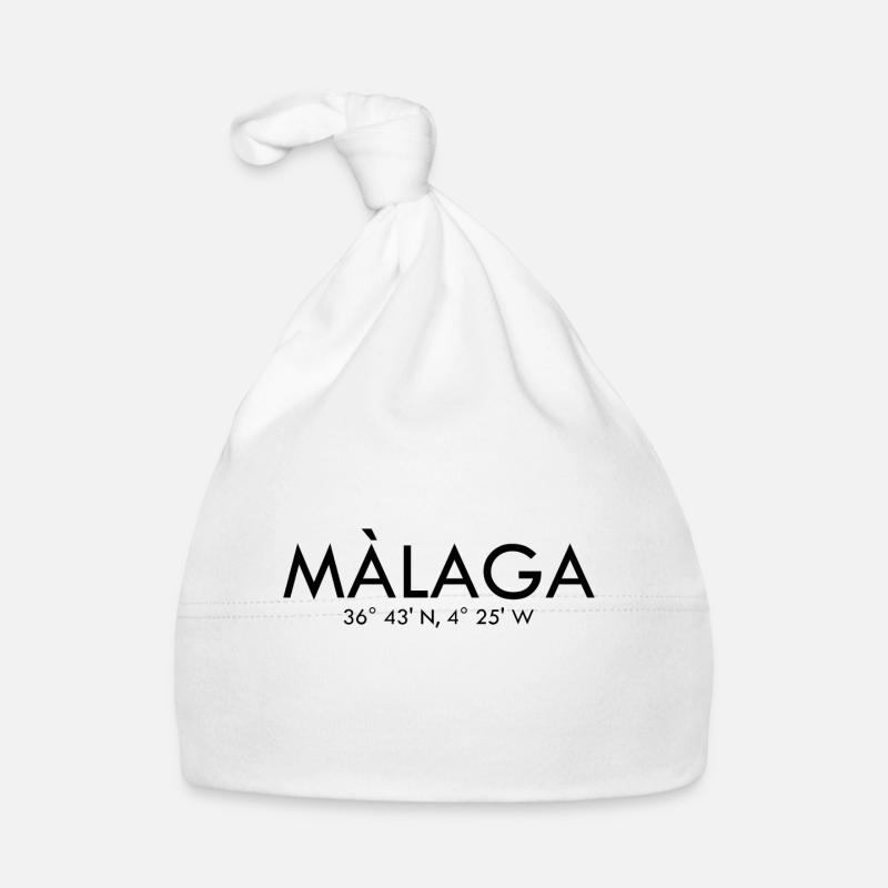 Malaga - Espagne - Coordonnées - Latitude Longitude - Bonnet bio Bébé - blanc
