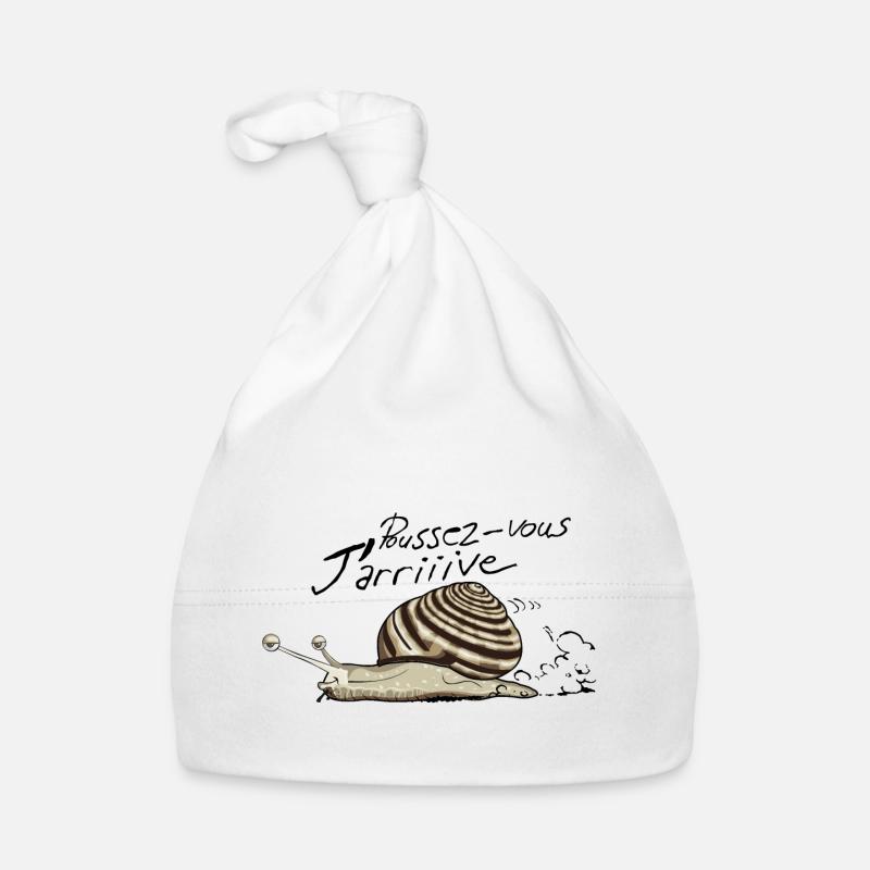 poussez vous arrive escargot dessin humour vitesse - Bonnet bio Bébé - blanc