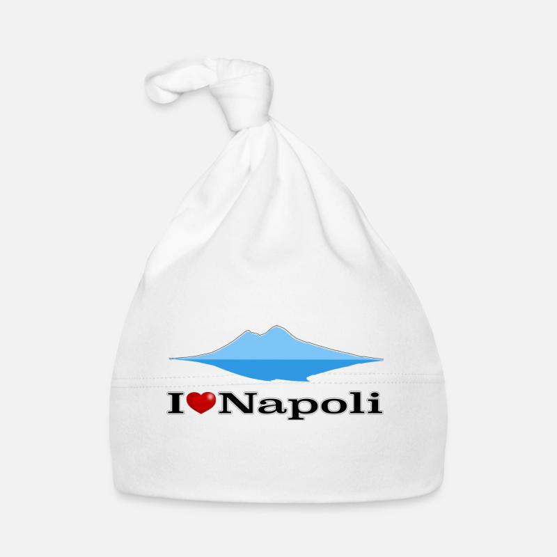 J'adore Naples et le Vésuve - Bonnet bio Bébé - blanc