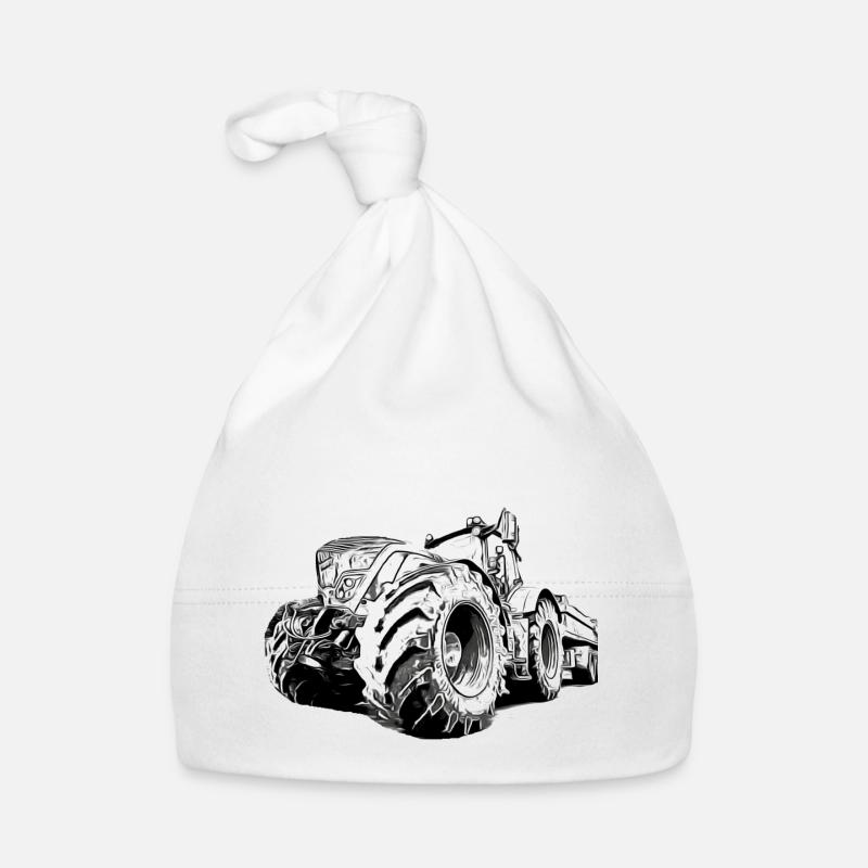 Tractor - Organic Baby Cap - white