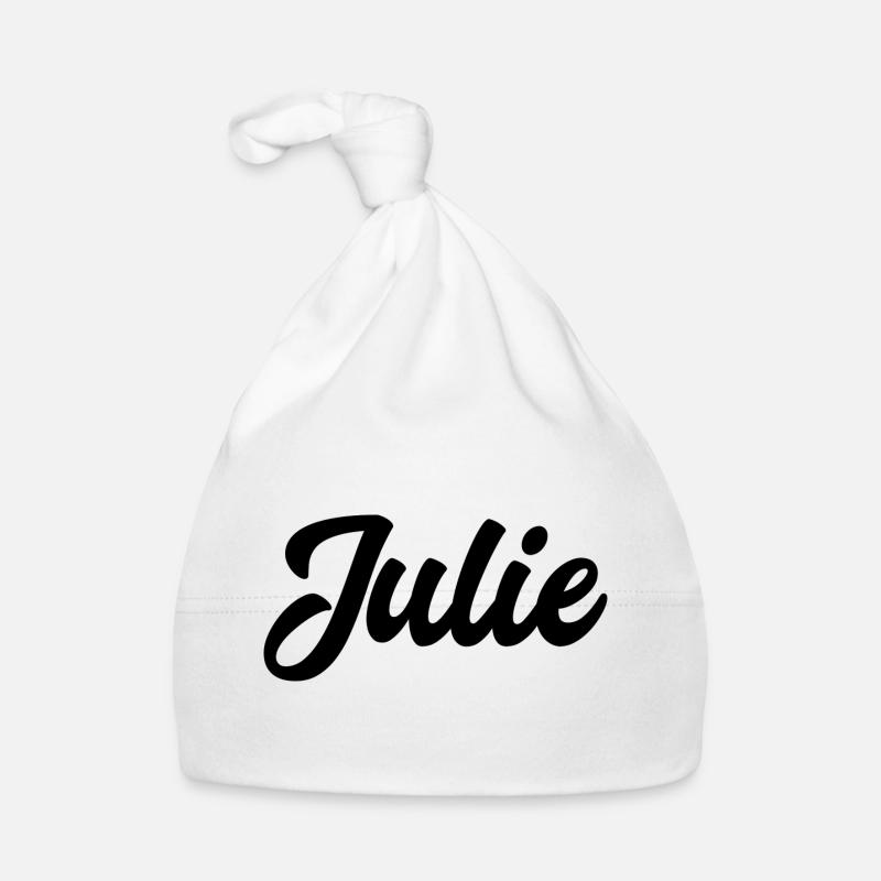 Julie Custom Text Nom d’anniversaire - Bonnet bio Bébé - blanc