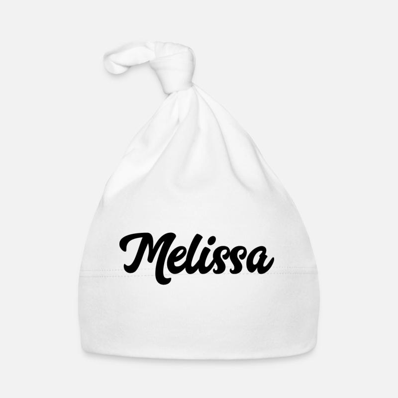Melissa Custom Text Nom d’anniversaire - Bonnet bio Bébé - blanc