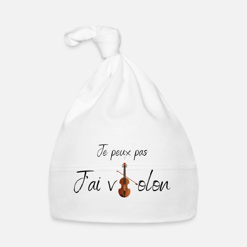 Je peux pas j'ai violon - Bonnet bio Bébé - blanc