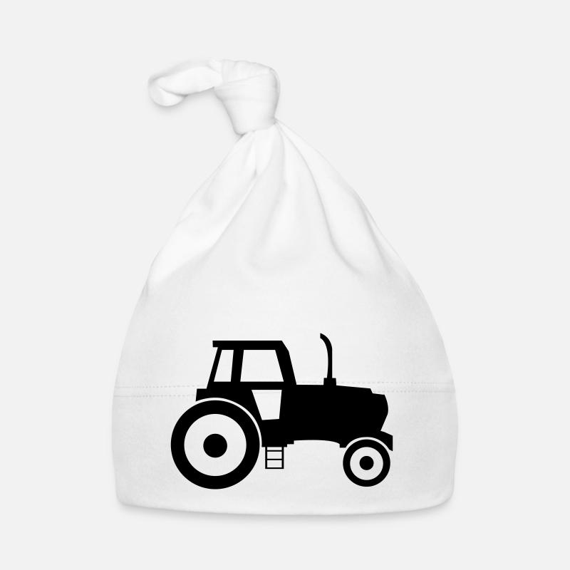tracteur - Bonnet bio Bébé - blanc