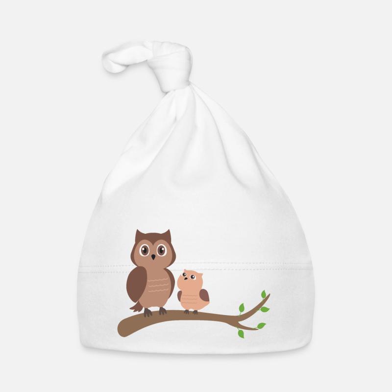 Eule Mutter mit Kind Baby Bio-Mütze