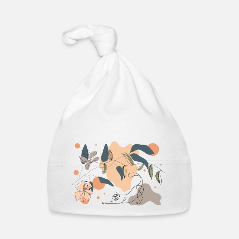Frühling, Katze und Blumen Baby Bio-Mütze