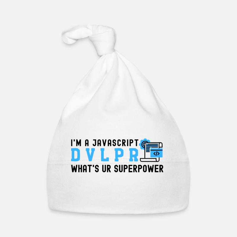 I'm a Javascript Developer what's your Superpower - Organic Baby Cap - white
