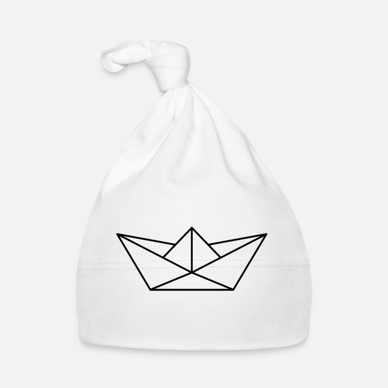 bateau en papier - Bonnet bio Bébé - blanc