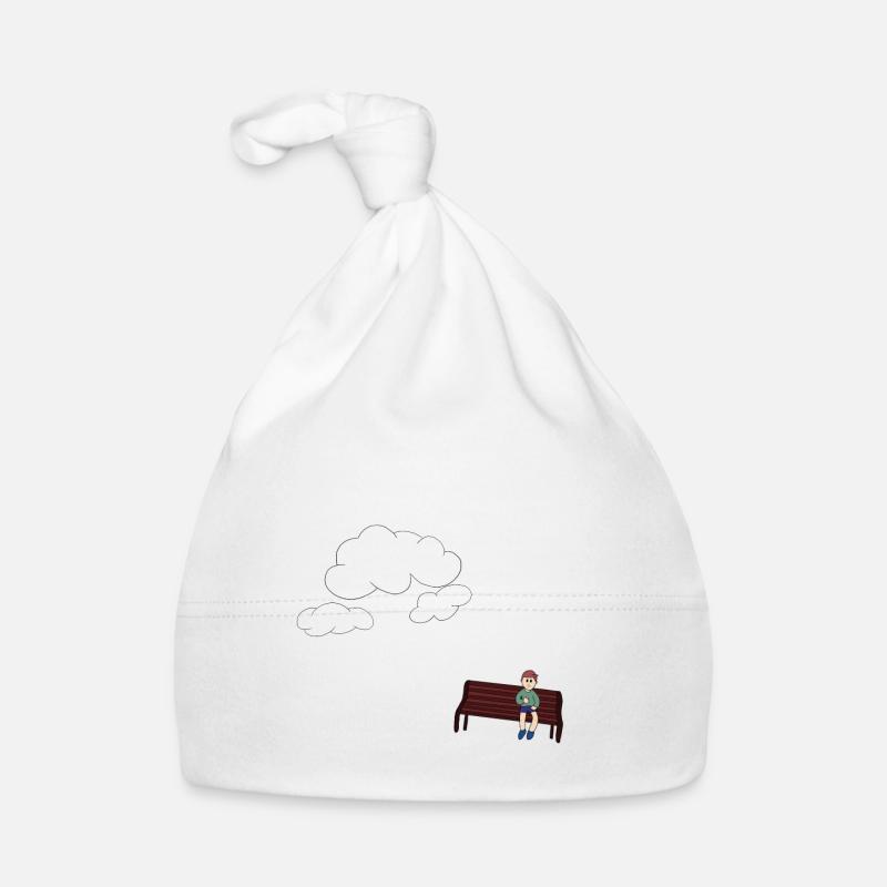 Musing on a bench - Organic Baby Cap - white