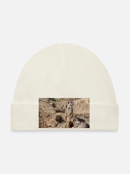 Deux suricates - Bonnet bio Bébé - blanc - Devant