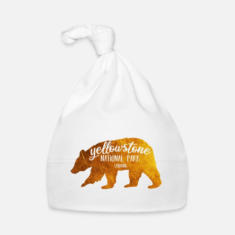 Yellowstone ours couleur or - Bonnet bio Bébé - blanc