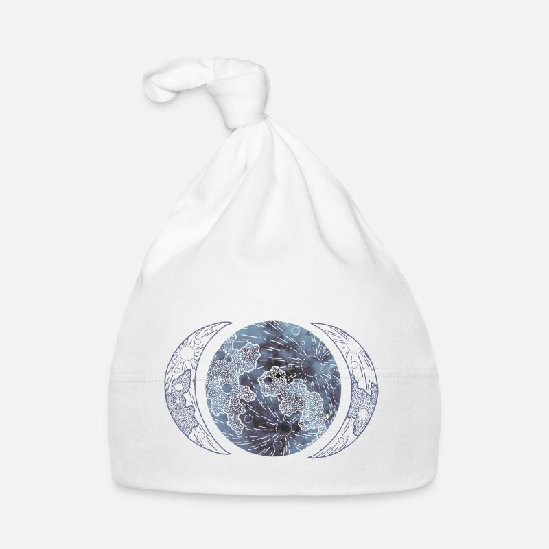 Phases de la lune - Bonnet bio Bébé - blanc