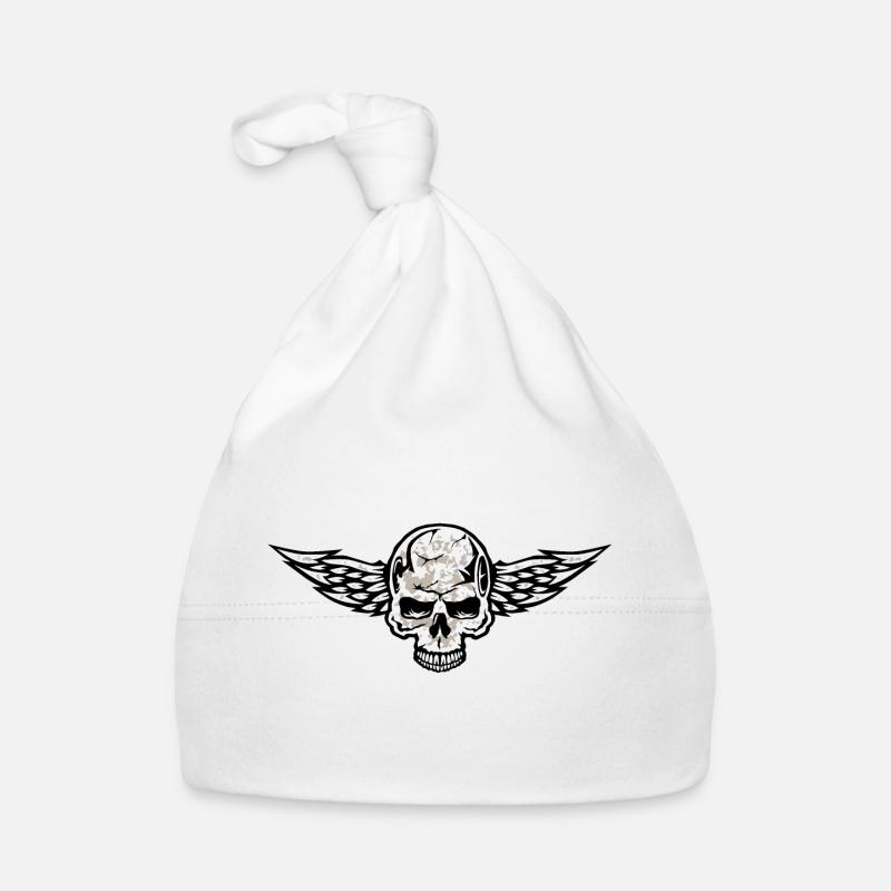 tete de mort aile skull crane logo Bonnet bio Bébé