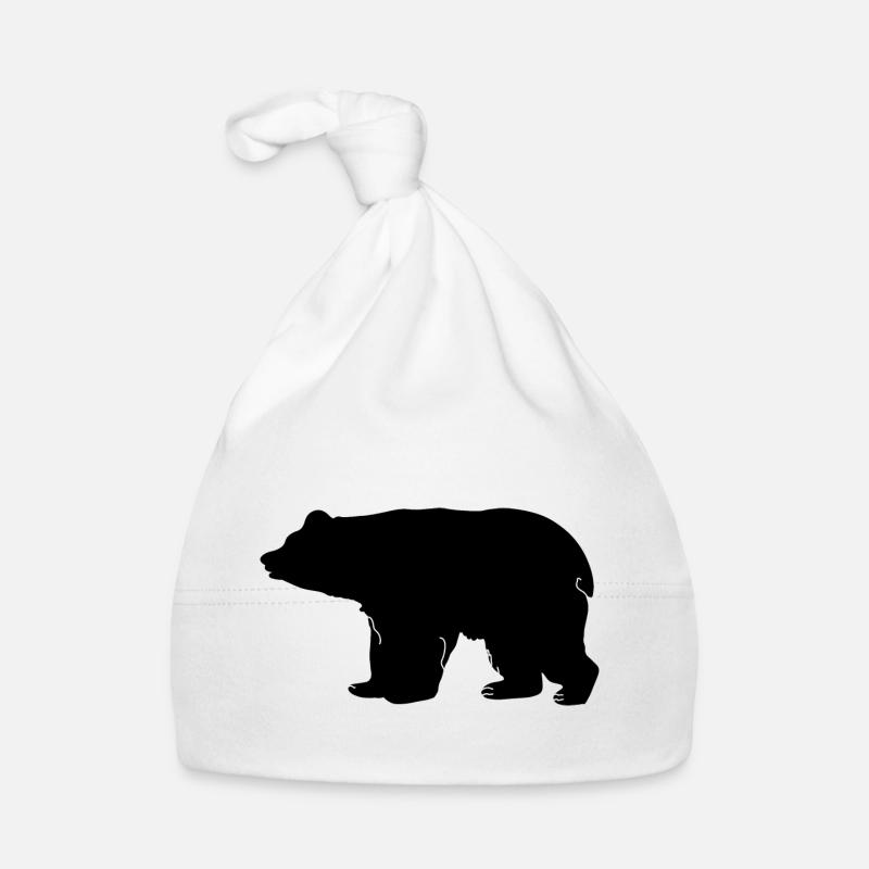 Bear silhouette - Organic Baby Cap - white
