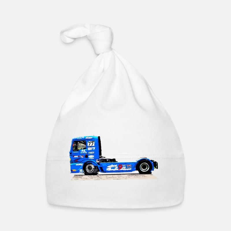 camion de course - Bonnet bio Bébé - blanc