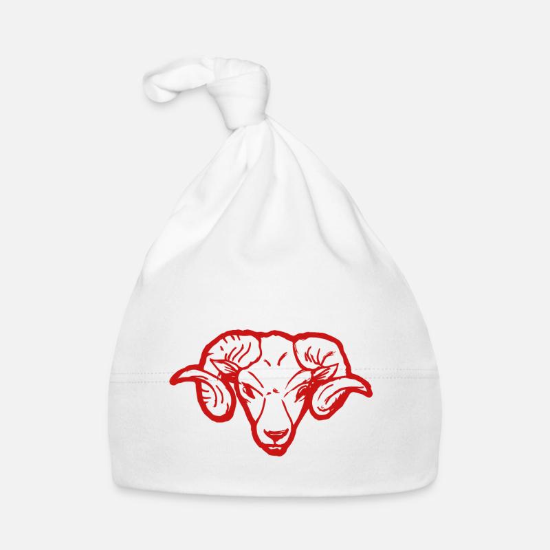 Roter Widderkopf Rammbock Geschenkidee Teufel Baby Bio-Mütze