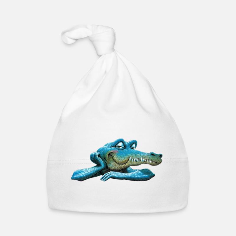 Crocodile Retro Amstrad - Mascotte 02 - Bonnet bio Bébé - blanc